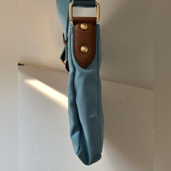 Coach Sawyer Crossbody Bag Canvas Leather Blue Brown - Picture 4 of 10